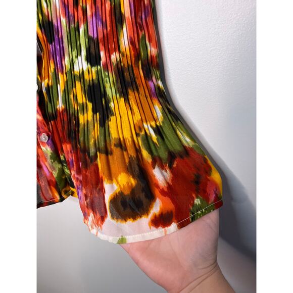 2000s Y2K East 5th Rainbow Fall Watercolor Accordion Fairy Ruffle Boho Shirt XL - Picture 4 of 7